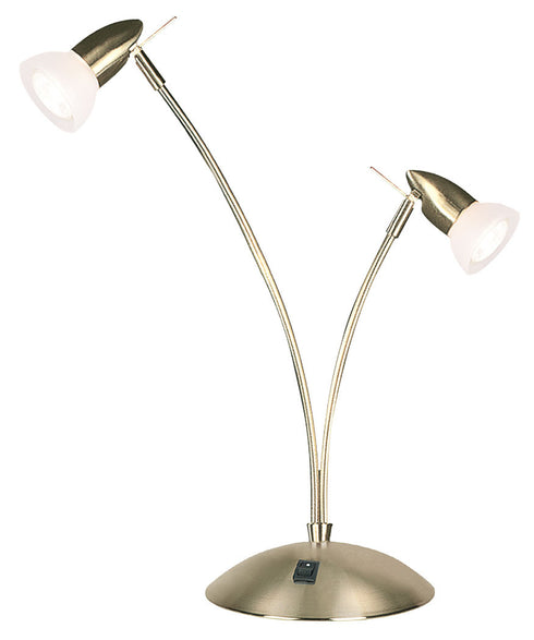 T44-2-AB 2-Light Antique Brass Halogen Table Lamp
